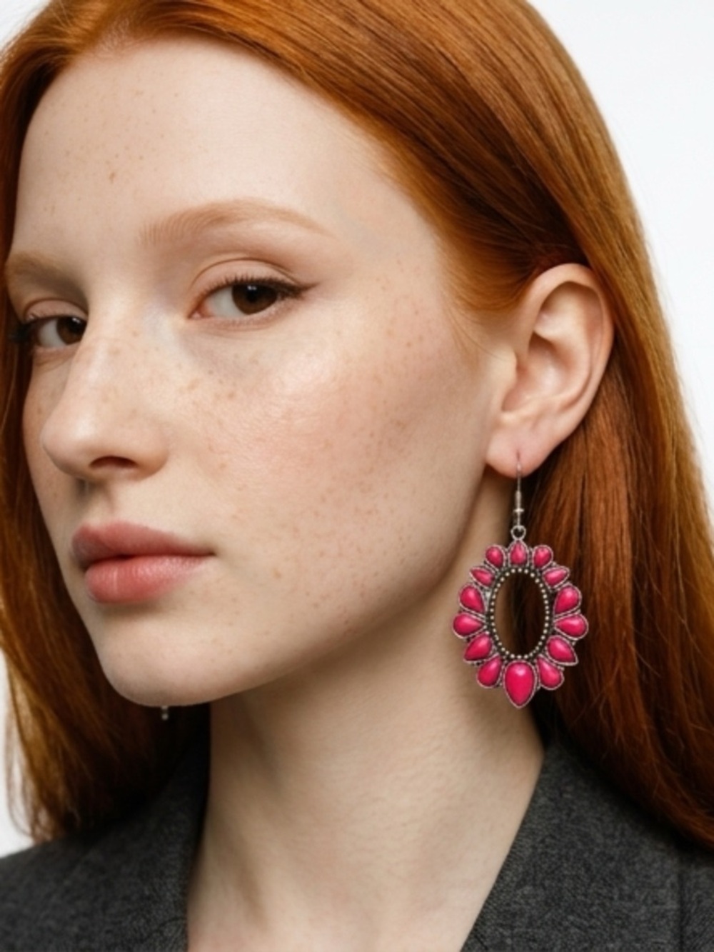 Pink Flame Teardrop Statement Earrings - Women's Fashion Jewelry